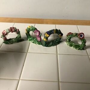 Studio Nova Garden Bloom Floral Ceramic Napkin Rings Set